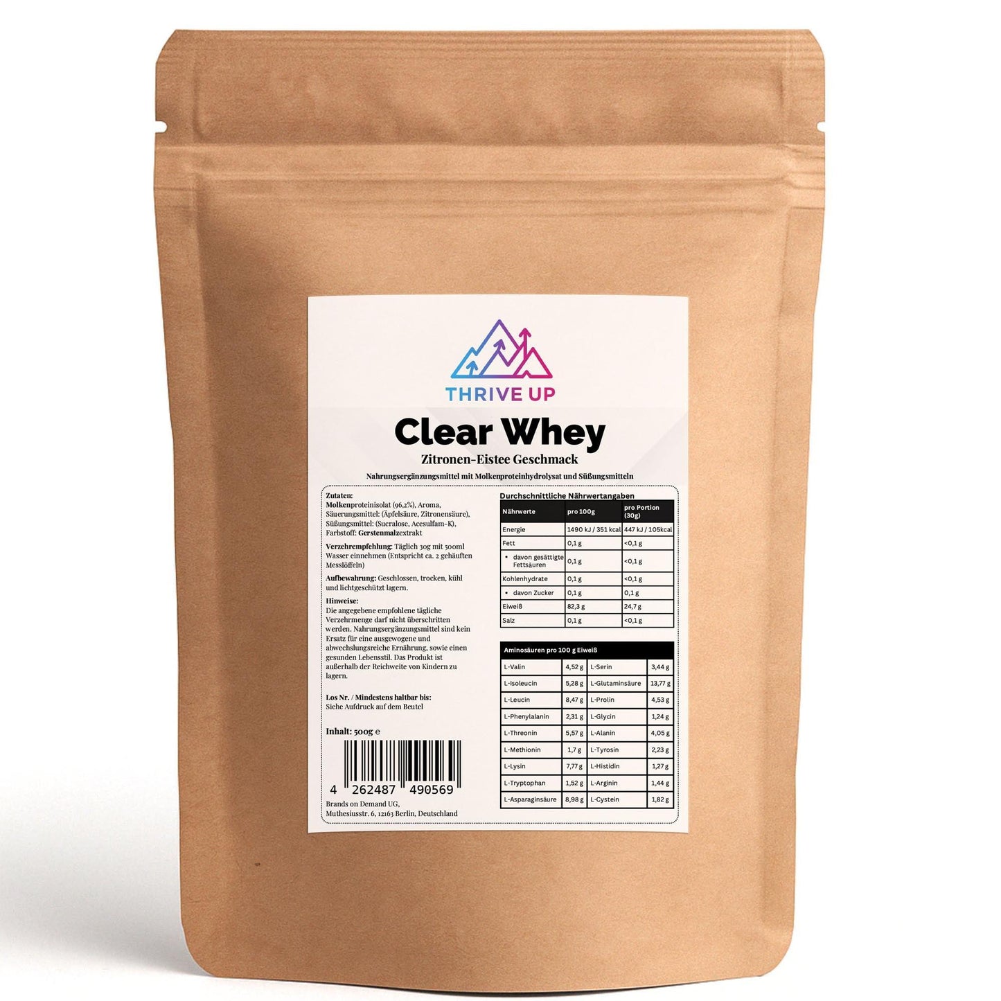 Clear Whey Protein Eistee Zitrone - 500g - Thrive Up Sports and Diet Nutrition