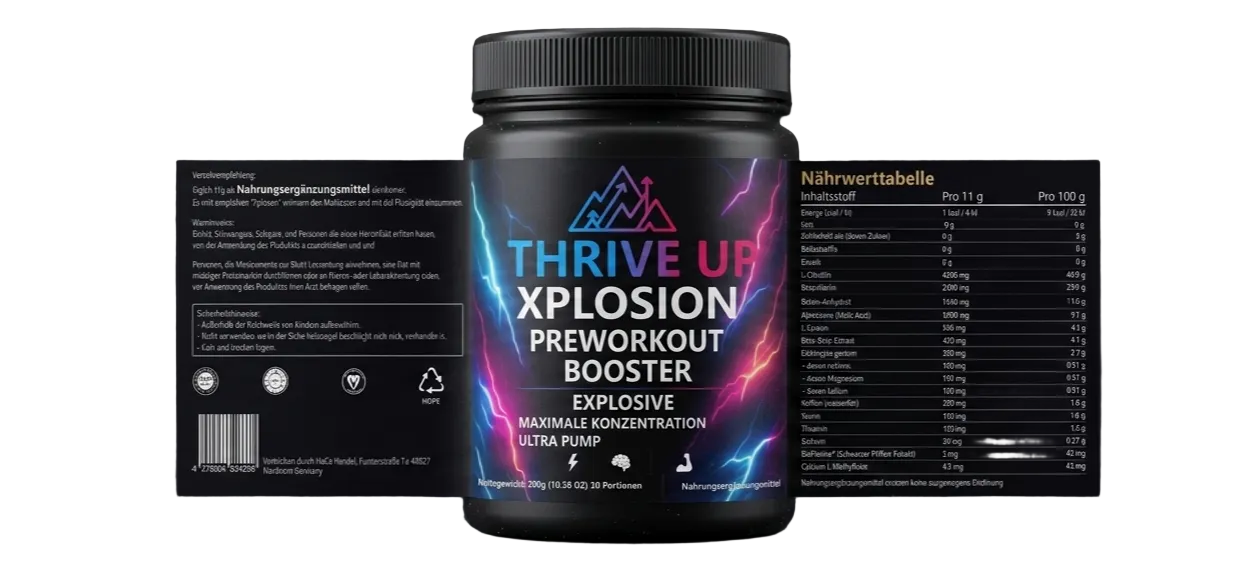 THRIVE UP XPLOSION Preworkout Booster – Explosiver Fokus, Maximale Power & Ultra Pump – 30 Portionen