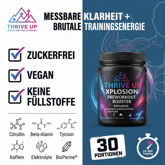 THRIVE UP XPLOSION Preworkout Booster – Explosiver Fokus, Maximale Power & Ultra Pump – 30 Portionen