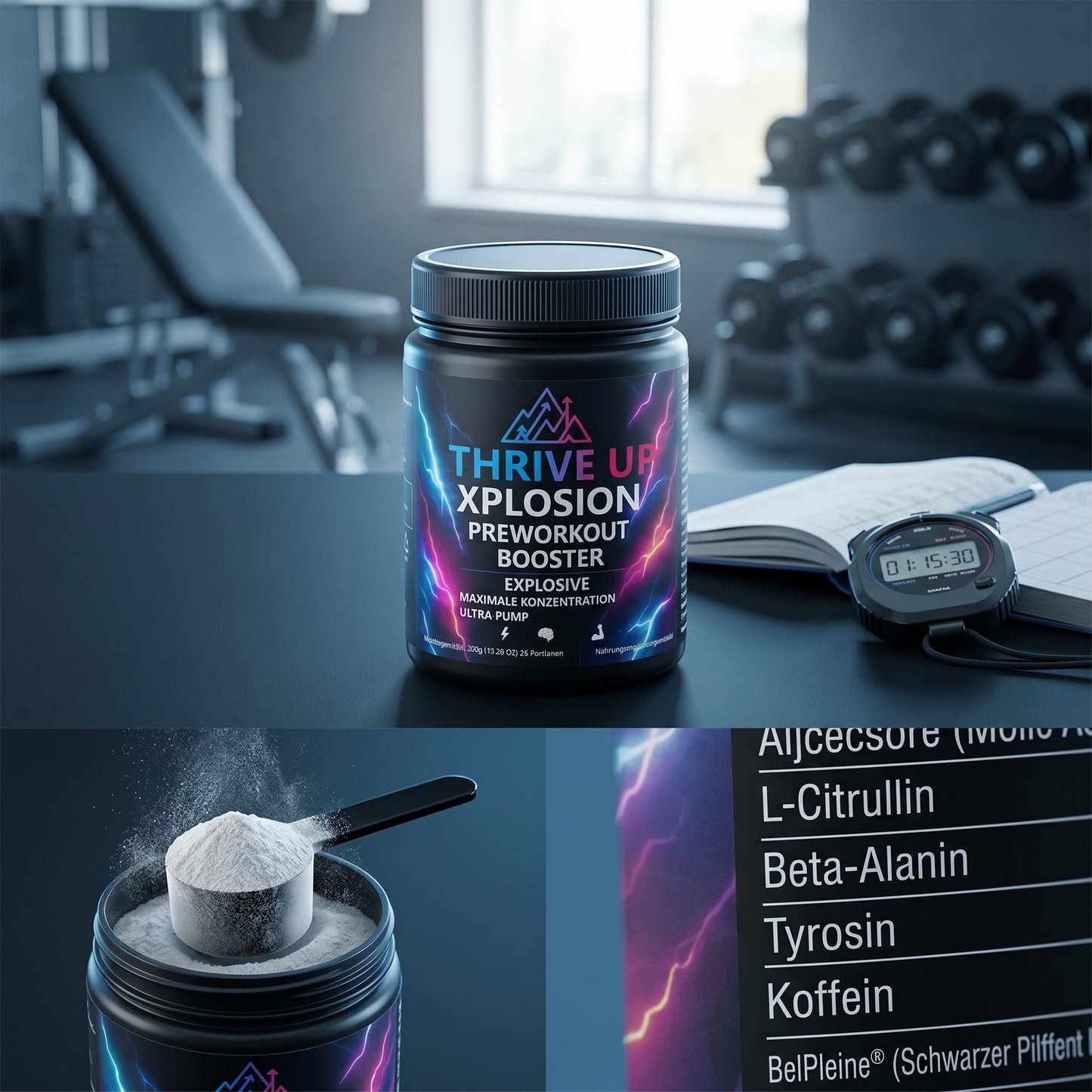 THRIVE UP XPLOSION Preworkout Booster – Explosiver Fokus, Maximale Power & Ultra Pump – 30 Portionen
